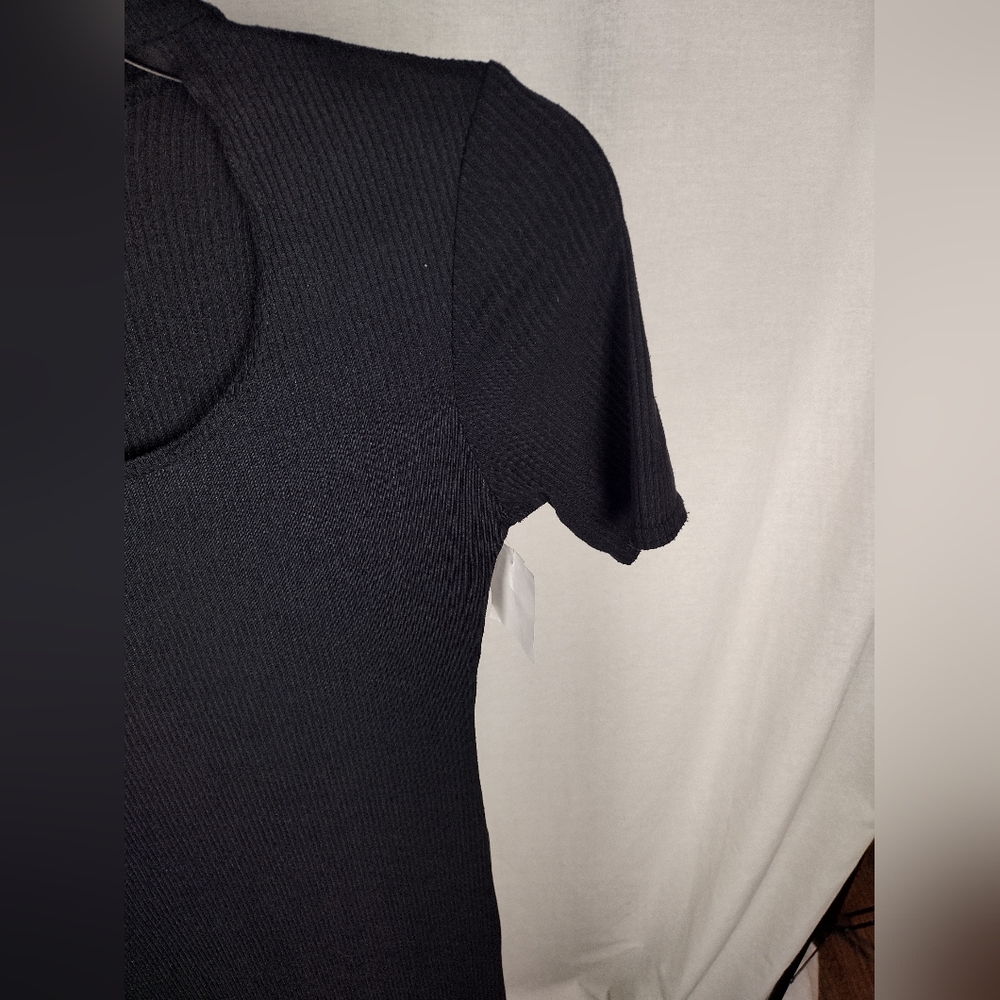 LOVE ADY NECK CUTOUT RIB KNIT BLACK DRESS SIZE XS (0-2) NWT - Picture 6 of 15